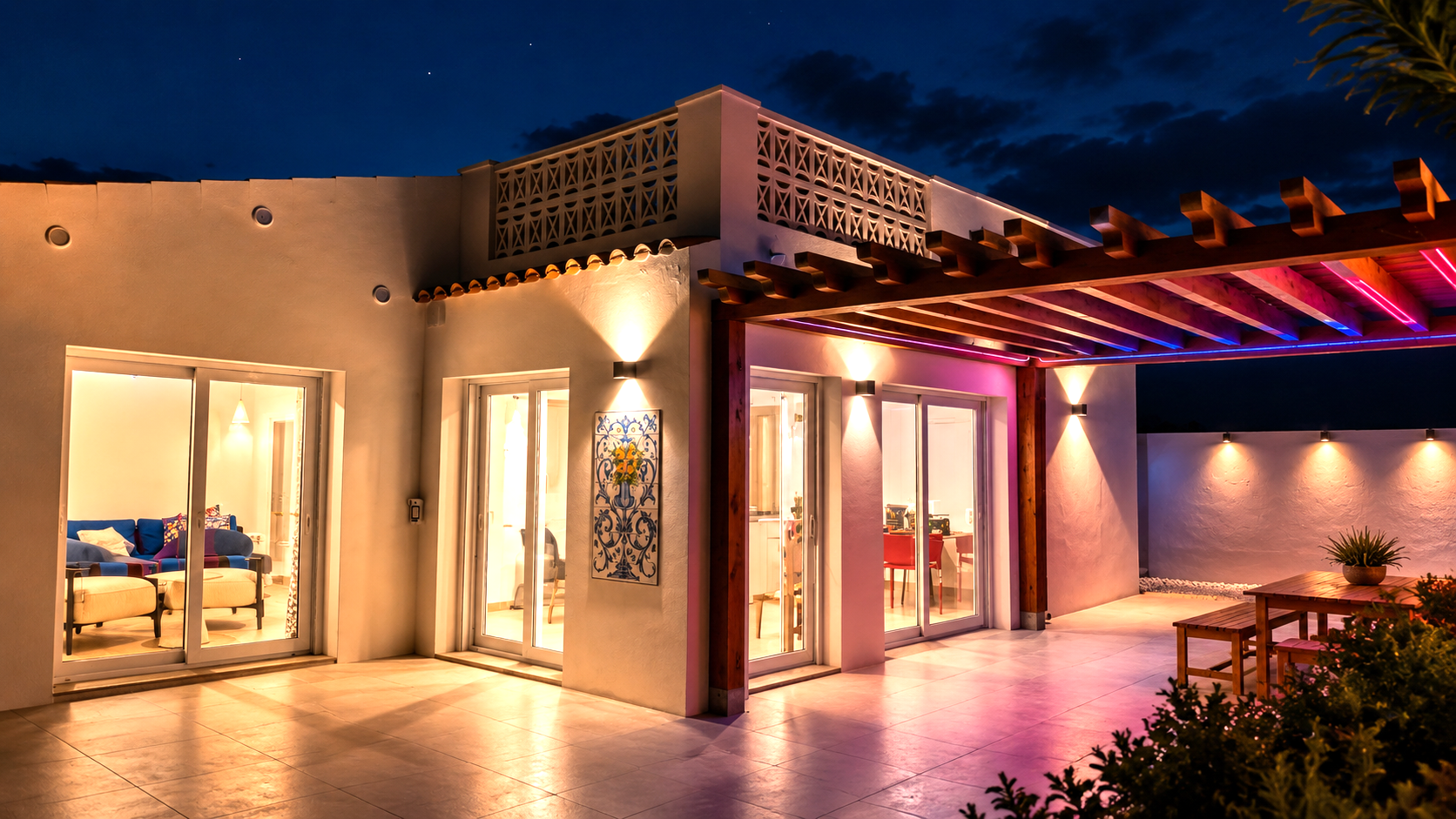 Casa exterior iluminada